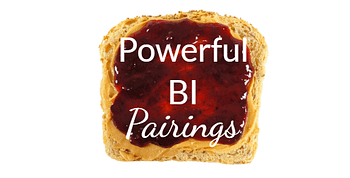 Open face peanut butter and jelly sandwich with Powerful BI Pairings written across it