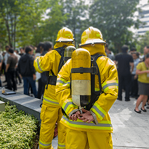 Firefighters waiting outside