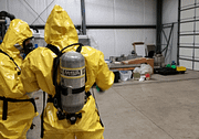 Hazardous materials training inside warehouse