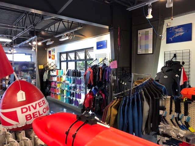  inside a dive shop with loads of products