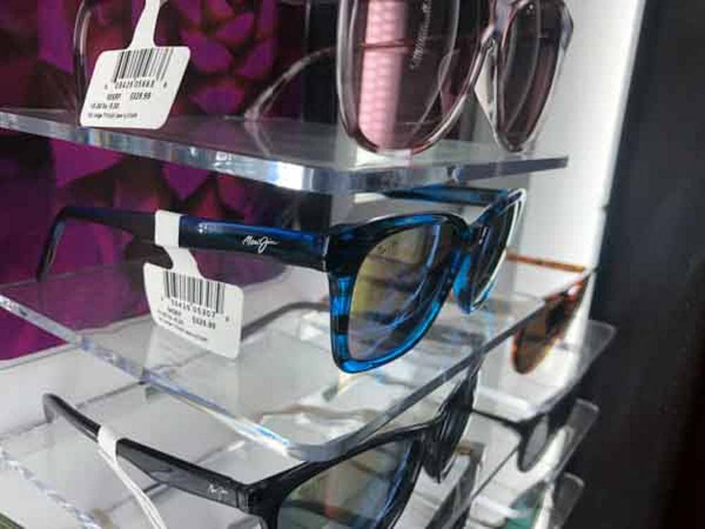 maui Jim sunglasses in display case