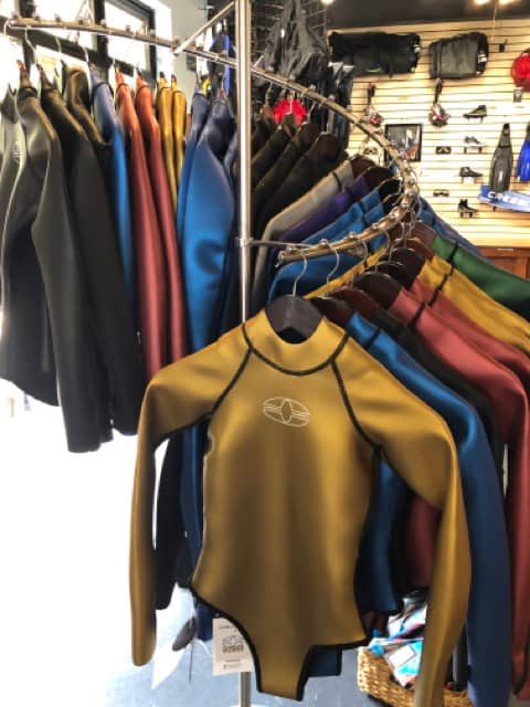 Shiny colorful wetsuit tops for women