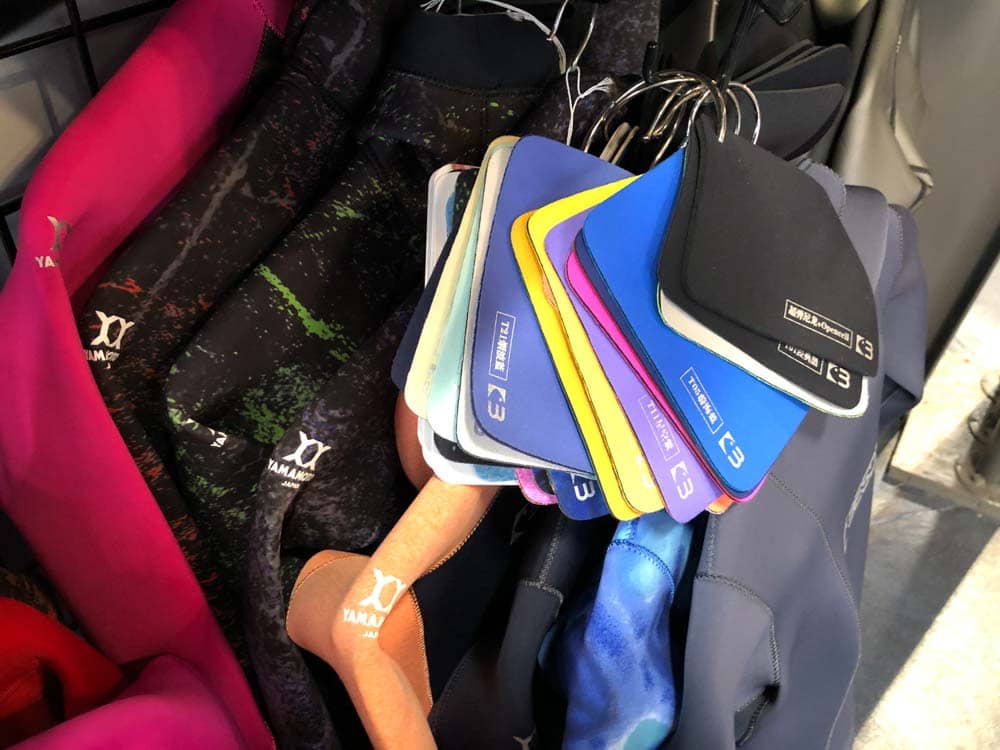 custom freediving wetsuit color swatches