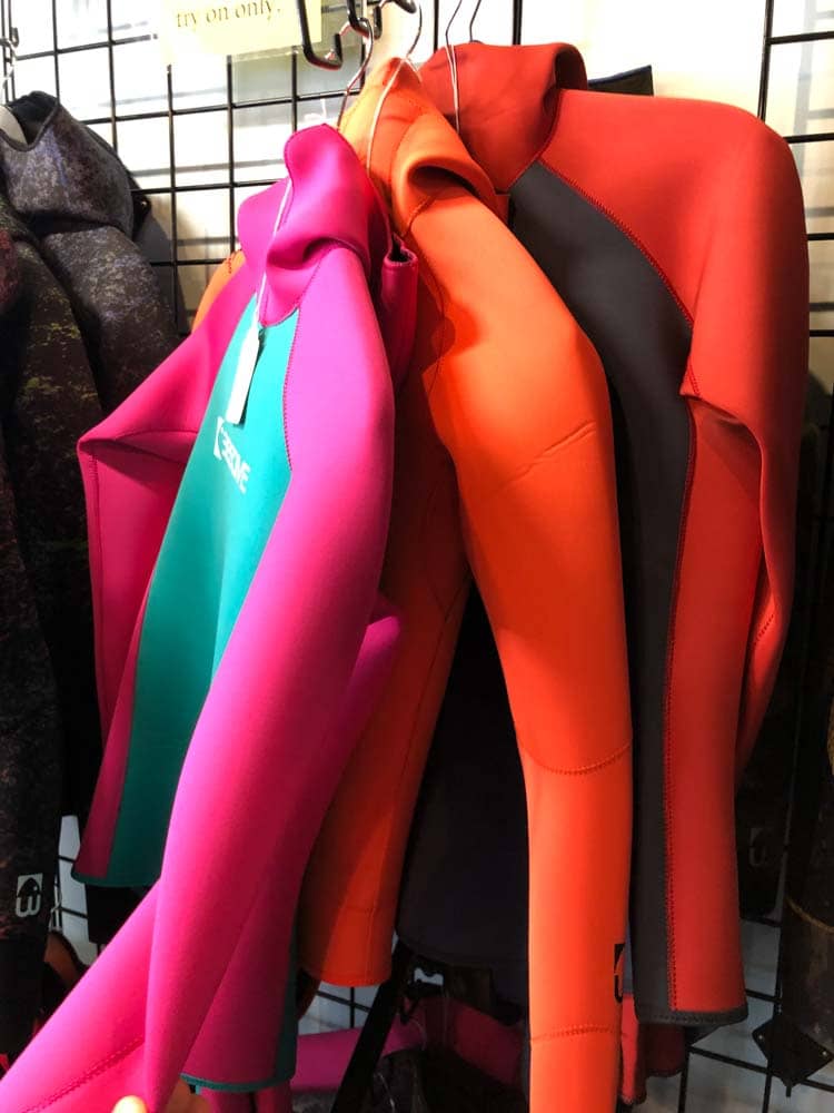 bestdive freediving wetsuits on display