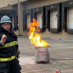 Code 3 Safety & Training instructor training on fire extinguisher safety