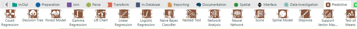 Options available in Alteryx
