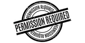 Permission Required written three times in a circle stamp