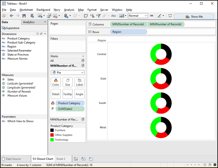 Insert a Donut Chart into a Tableau Report
