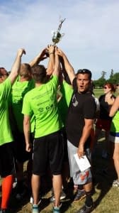 Coach Troy Lerner was carted off to the hospital with a PCL tear. Chuck Aikens took over and won the championship!