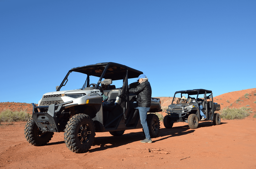 The UTVs of Wild Expeditions are equipped to get you and your group to the River House Site on the San Juan River without worry of damaging your car.