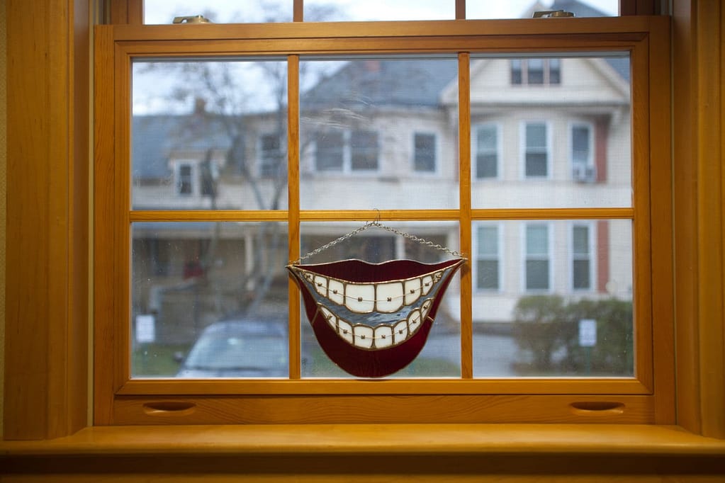 Smiling window display