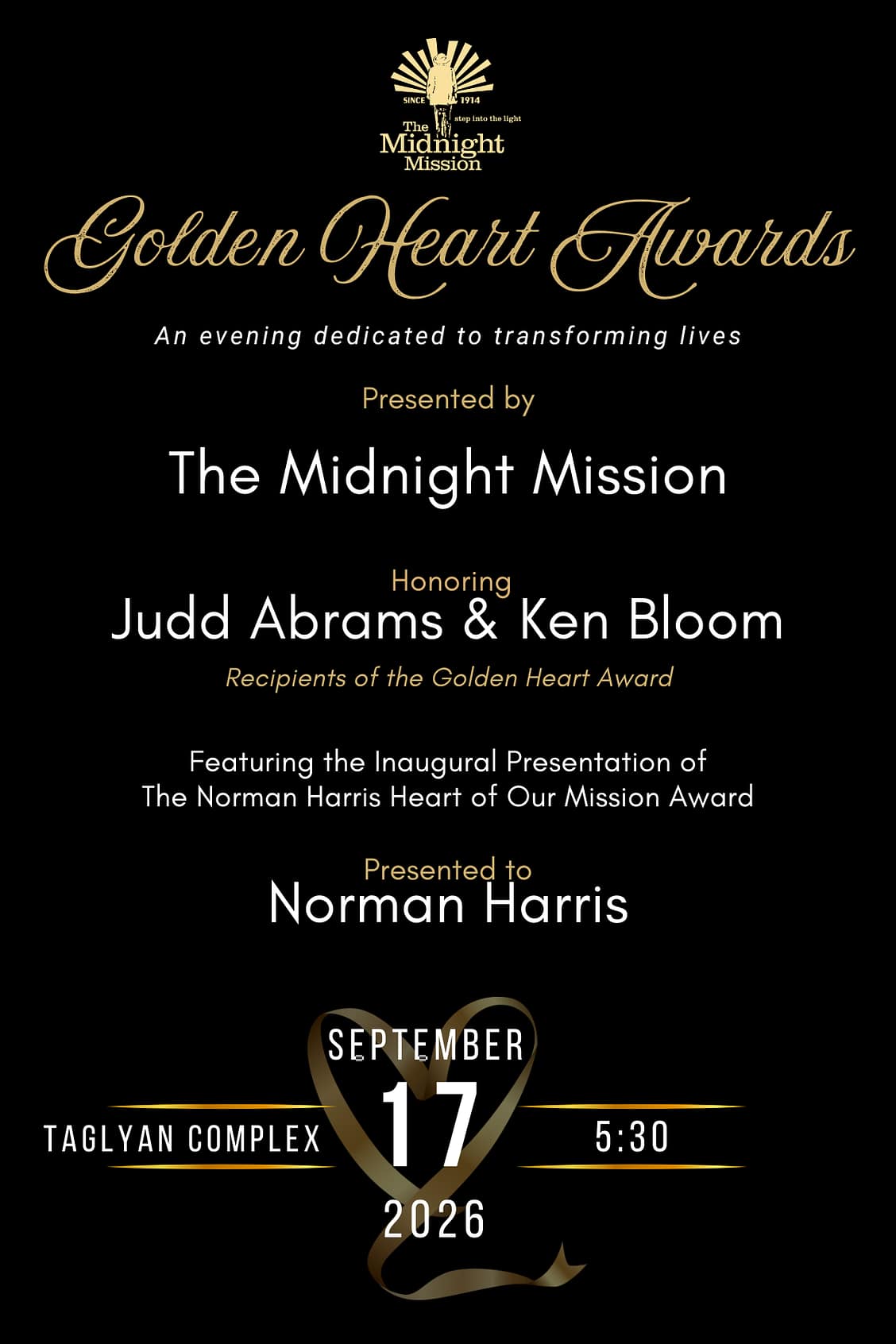 The Golden Heart Awards event banner