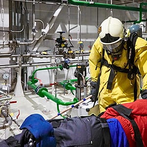 Firefighters caring for injured worker