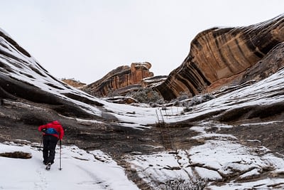 Dusting of snow on the red rock.