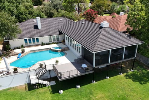 Stone coated steel roof on Lake Arlington home