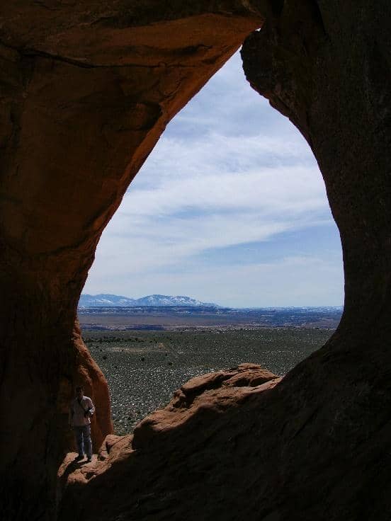 Distant mountains through "frame" of a rock arch.